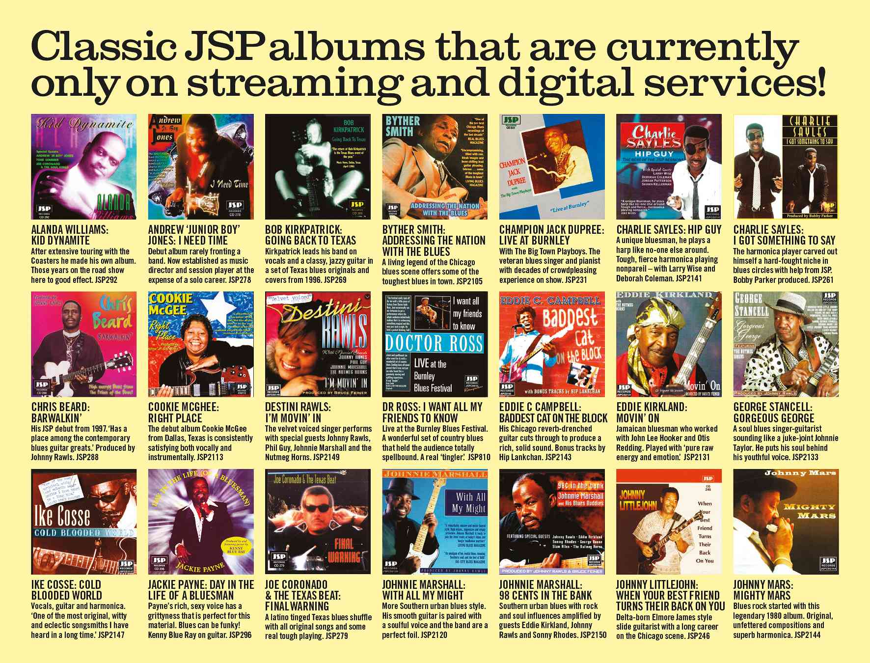 Classic JSP Albums That Are Currently Only On Streaming and Digital Services