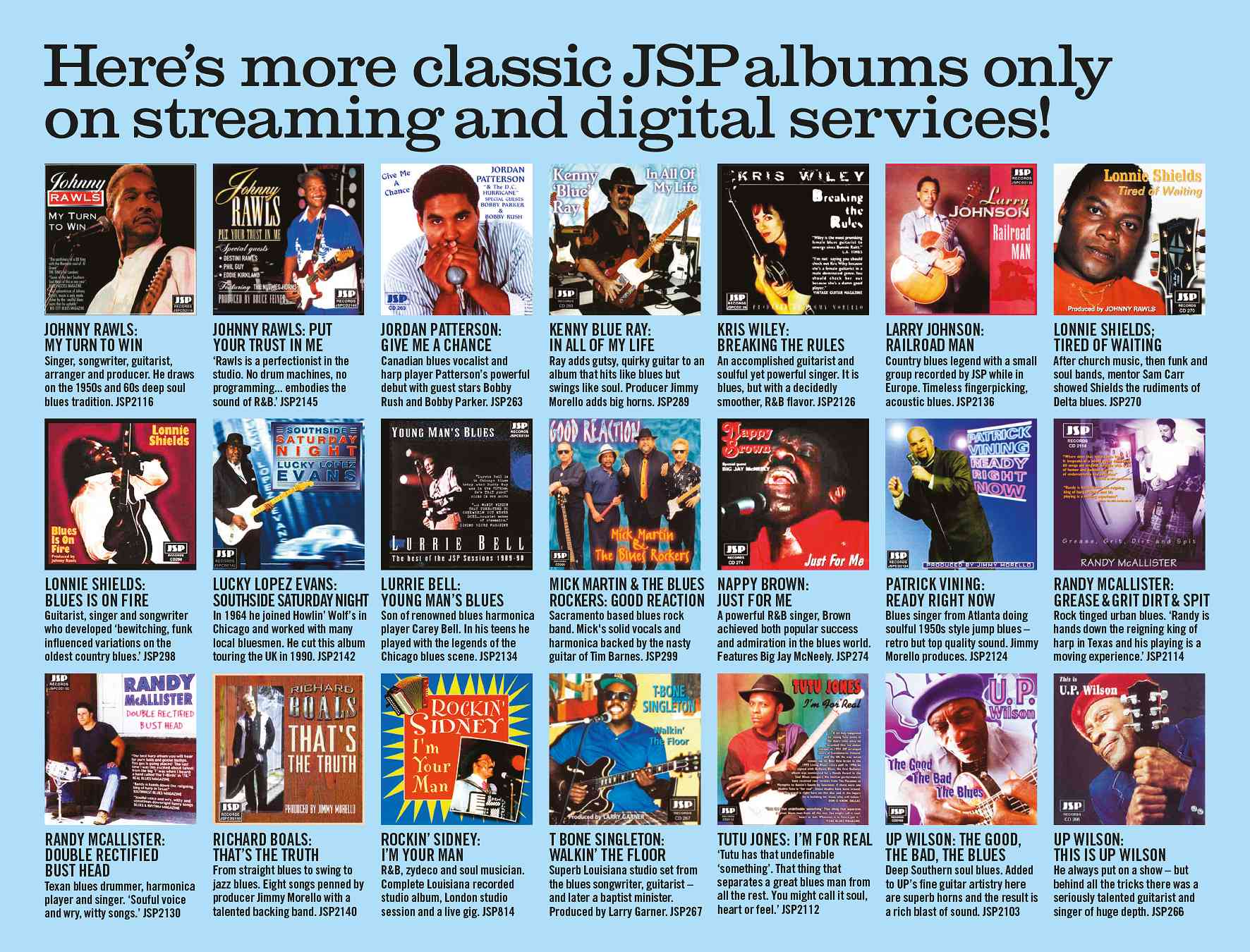 Here's More Classic JSP Albums Only On Streaming and Digital Services!